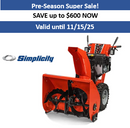 SIMPLICITY PRO Series: Snow Blower (24" / 32" Width Options) | Electric Start | Dual Stage | LED Light | Heated Grips ** FREE LOCAL DELIVERY**